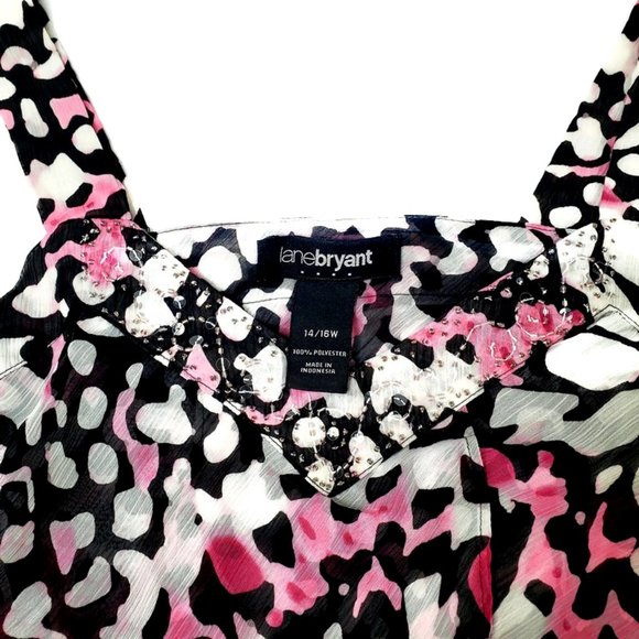 Lane Bryant Essentials jeweled V-Neck Top in a Breezy Chiffon. * Size~ 14/16 * - Picture 3 of 4